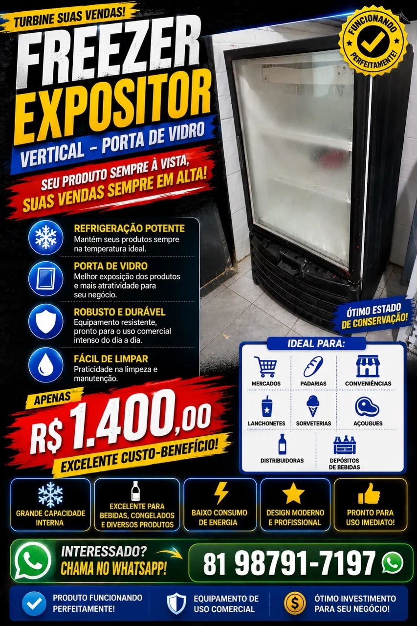 FREEZER EXPOSITOR VERTICAL PORTA DE VIDRO