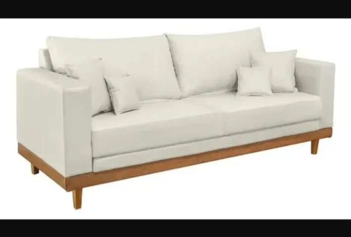 Sofá 3 ligares suede bege - seminovo - Foto 2
