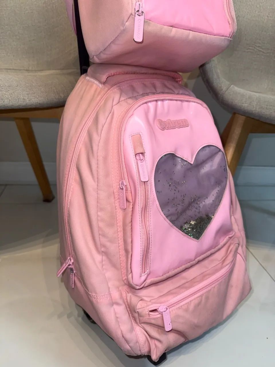 Kit Mochila Escolar Xtrem Coração Rosa  - Foto 2