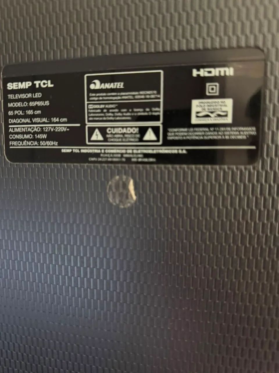 Televisor TCL 65" Display trincado