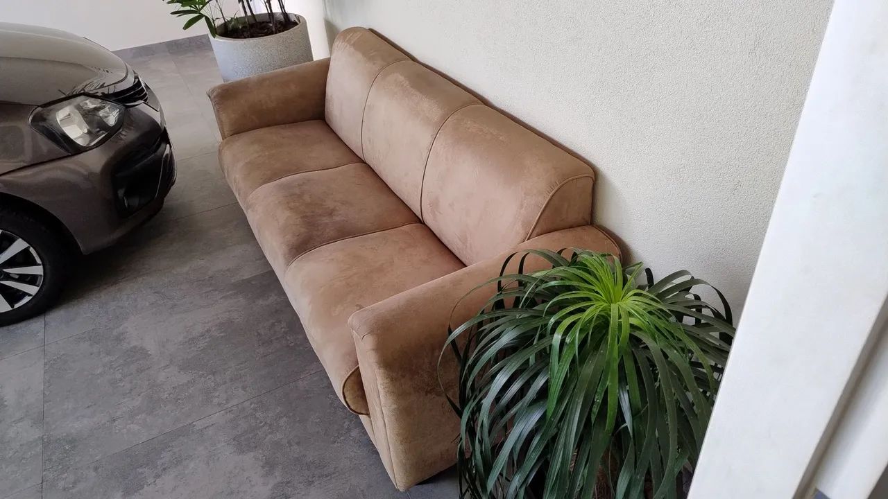 Conjunto Sofás 2 e 3 Lugares em Suede Bege