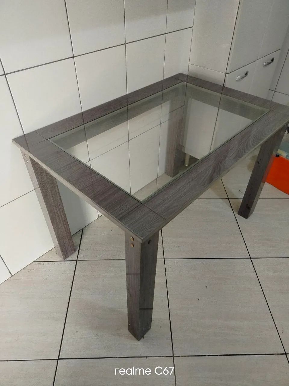 Mesa pes de madeira com tampo de vidro  - Foto 5