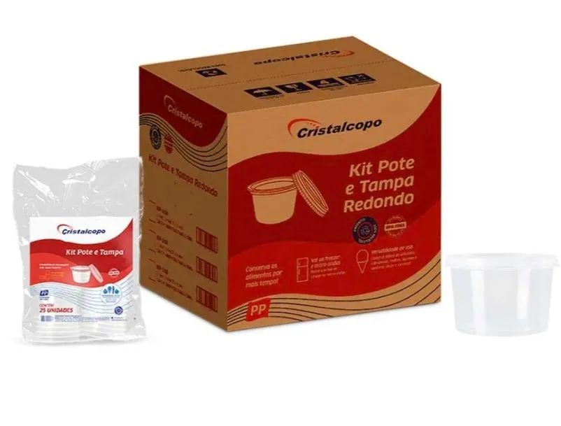 Kit pote e tampa redondo 1500ml cristalcopo