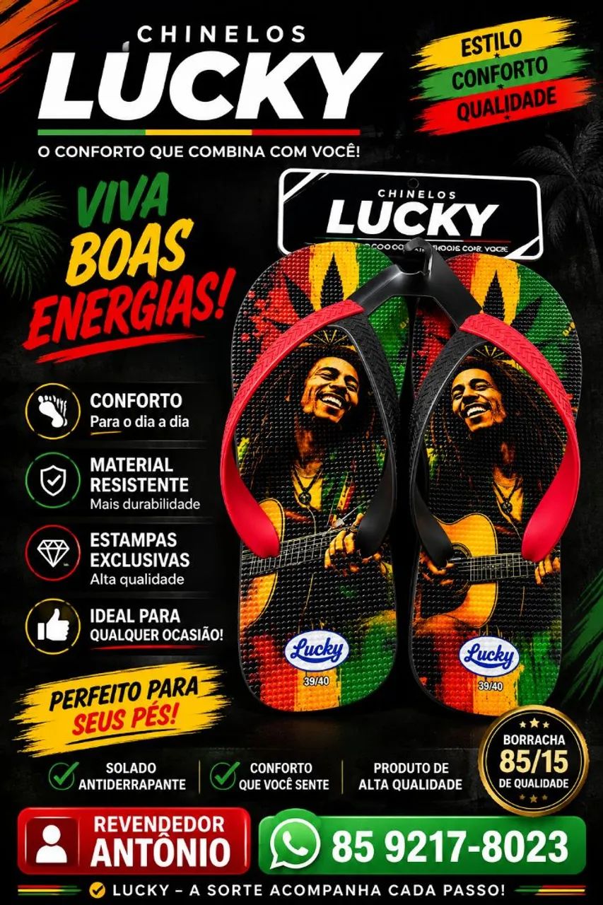 Chinelos Lucky bob marley 