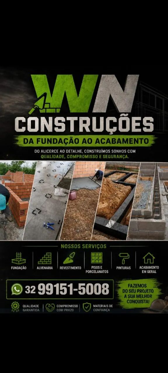 Da fundacão ao acabamento.