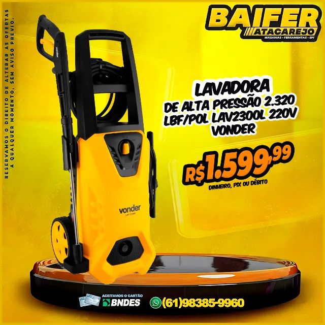Lavadora de Alta Pressão 2.320 lbf/pol Lav2300L 220v Vonder