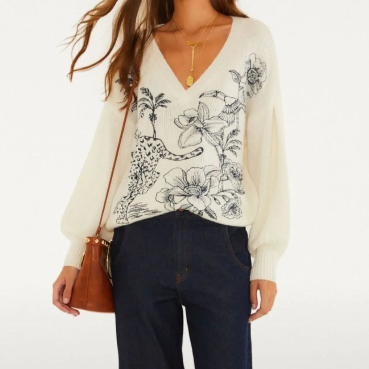 Pull tricot bordado Farm - Foto 3