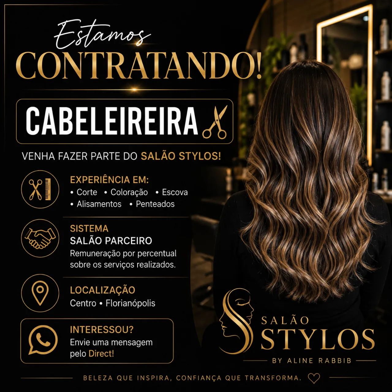 VAGA PARA CABELEIREIRA/FLORIANÓPOLIS