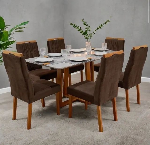 Mesa Verona 160 com 6 Cadeiras Siena