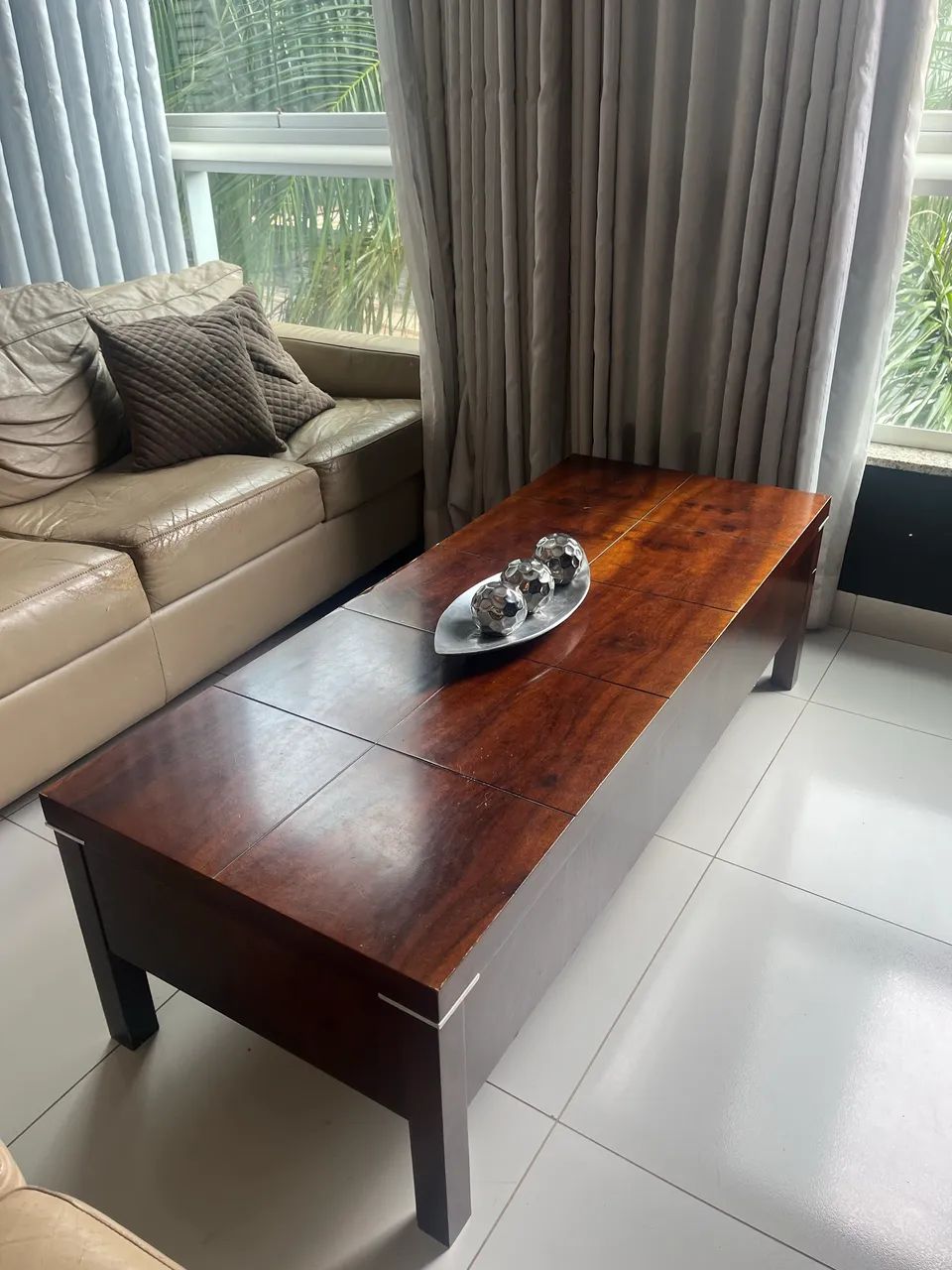 Mesa de centro retangular madeira 1,50 m por 0,60 m 