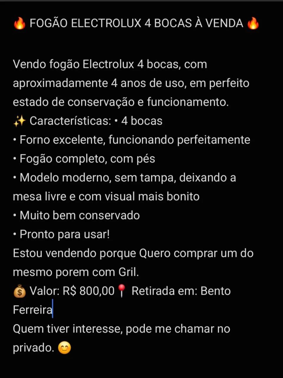 Fogão Eletrolux 4 Boca