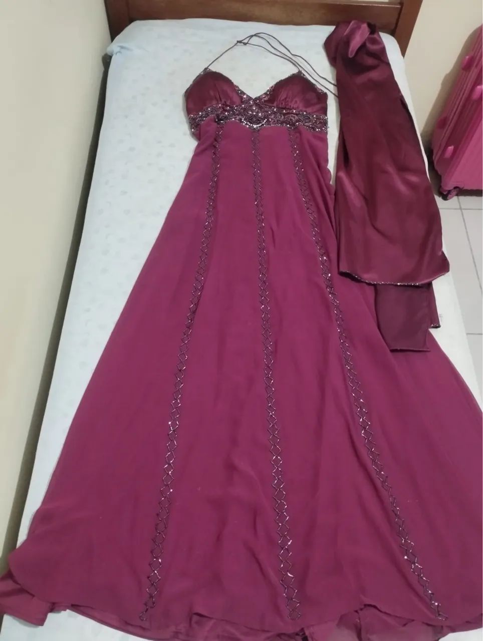 Vestido longo rosa com brilho  - Foto 2