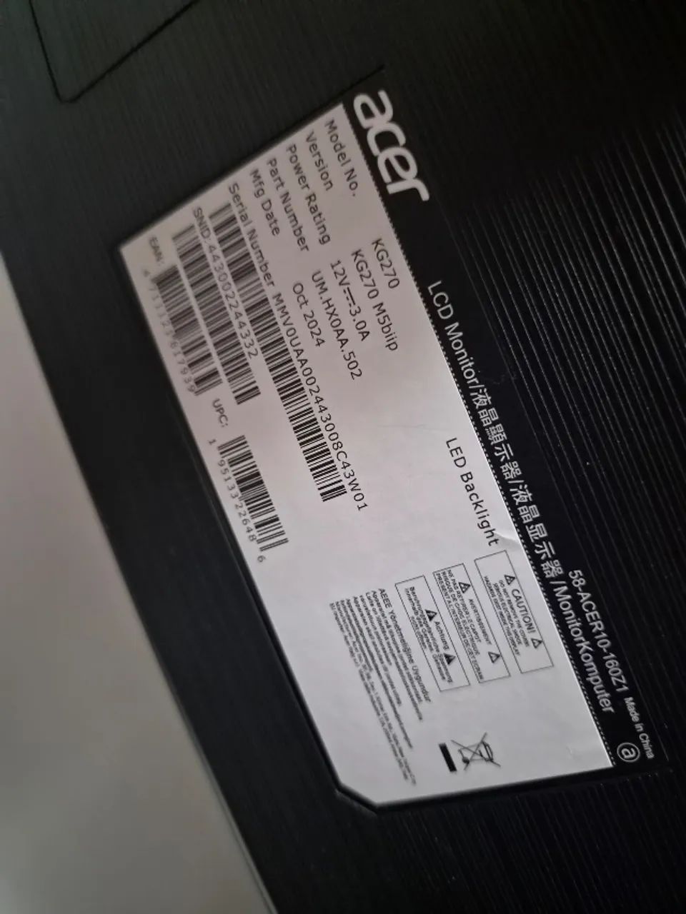 Monitor Acer 27" IPS 180Hz - Nitro KG270 - Foto 4