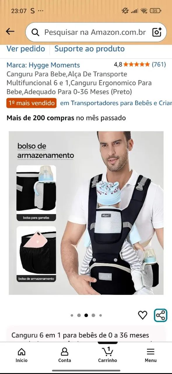 Canguru para bebe multifuncional  - Foto 2