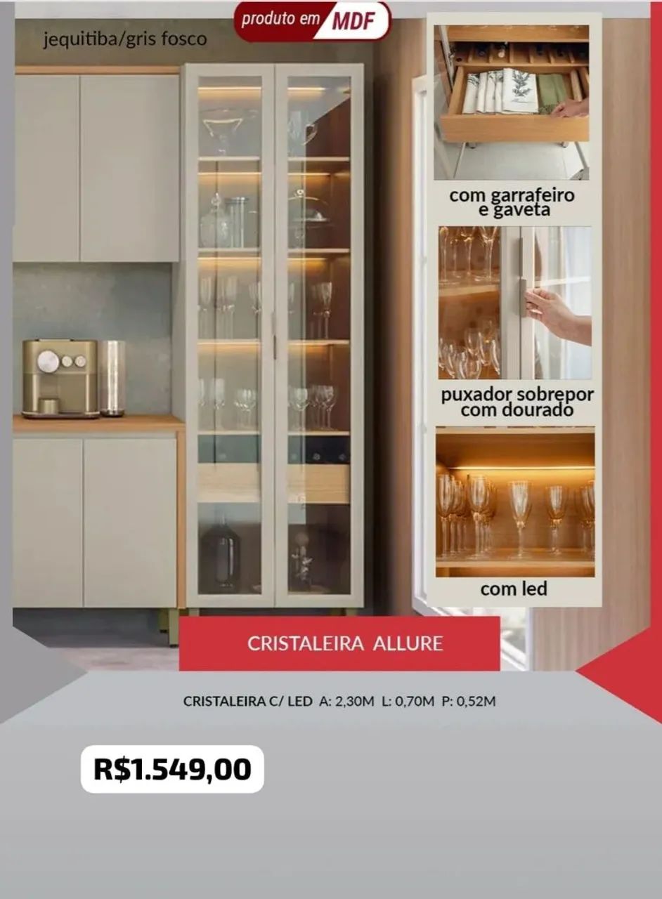 Cristaleira Allure c/ leds