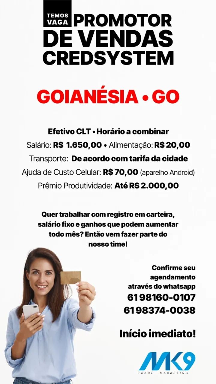 VAGAS!! PROMOTOR DE VENDAS - GO - Foto 2