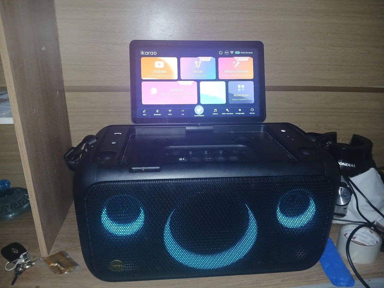 Caixa de Som Karaoke 2 microfones - Foto 2