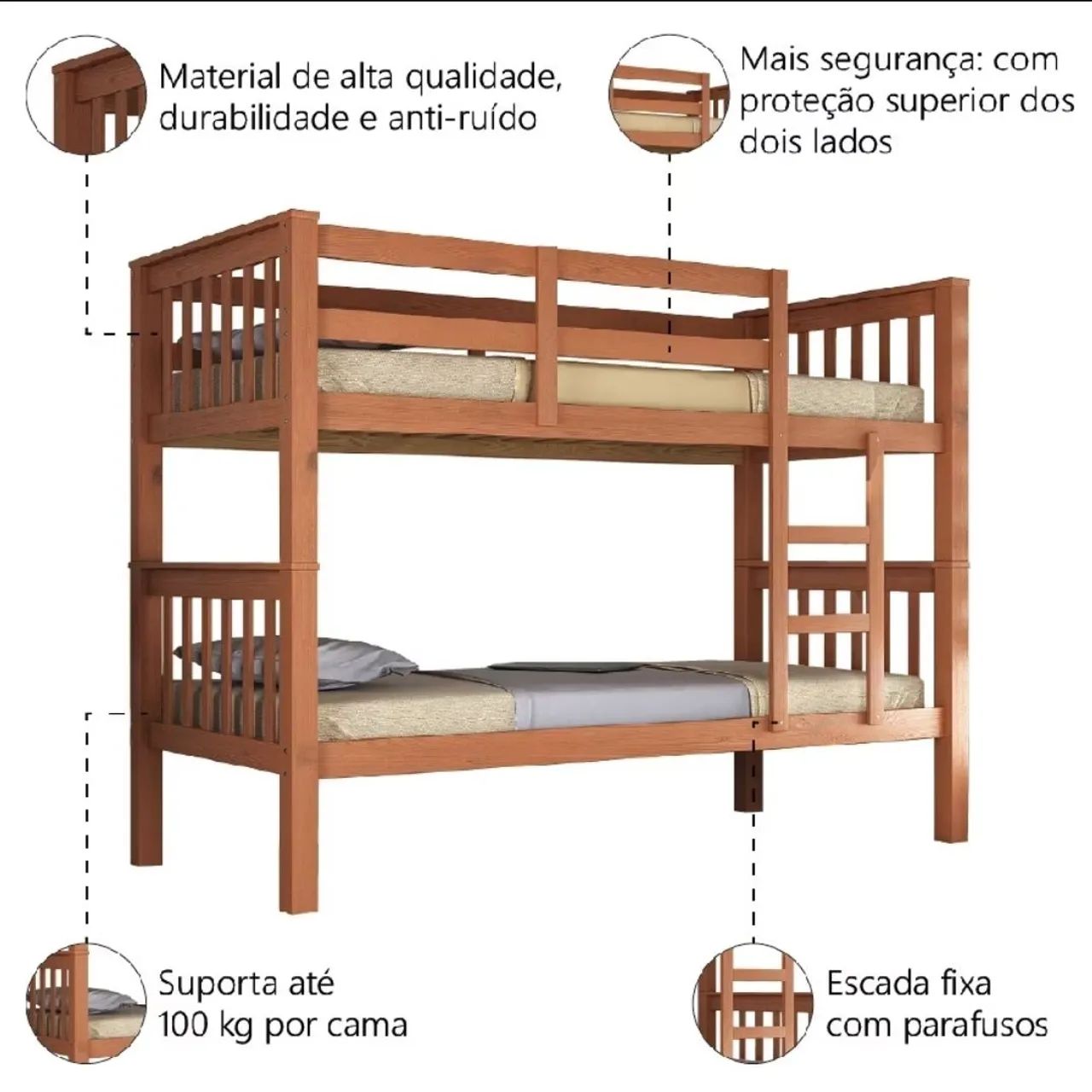 Cama Beliche Madeira Maciça de Pinus - Foto 2