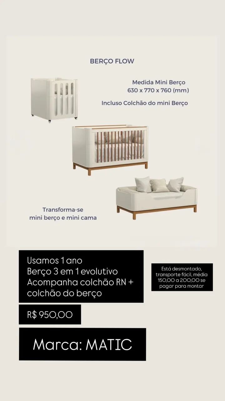 Berço evolutivo 3 em 1 MATIC 