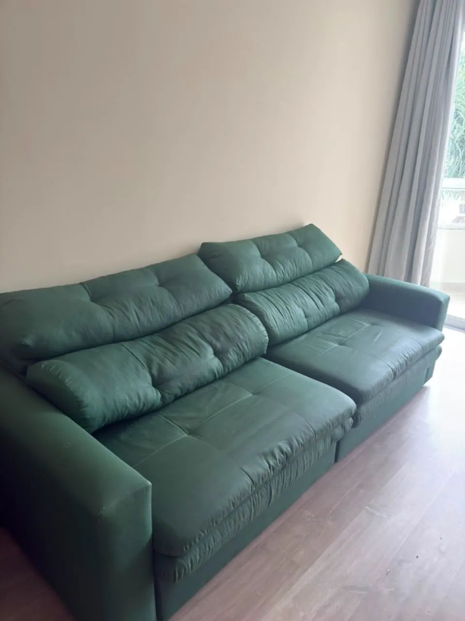 Sofá retrátil e reclinável verde 2.40m - 4 lugares - Foto 3