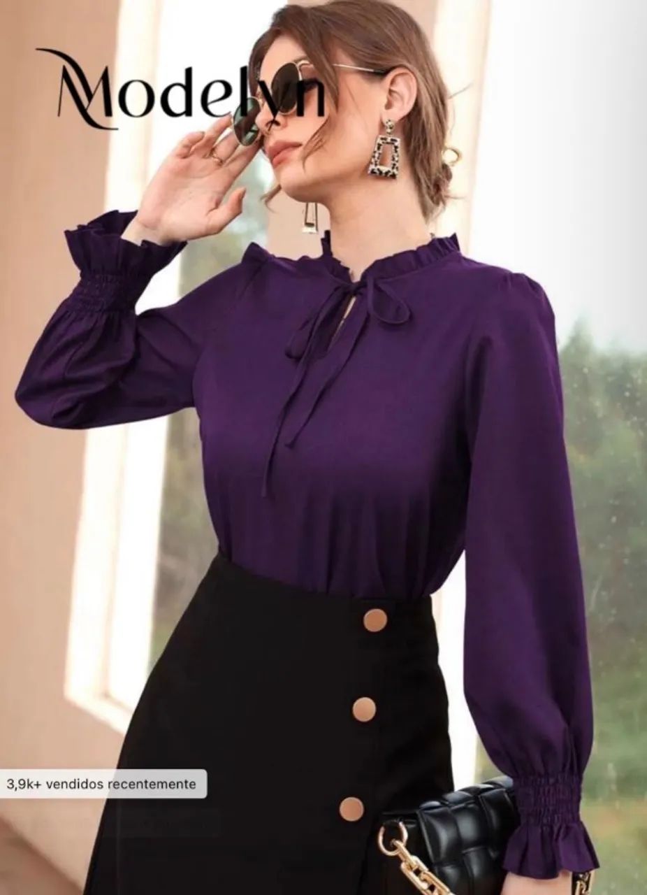 Camisa social roxa SHEIN 