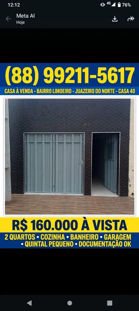 VENDO CASA NO LIMOEIRO 