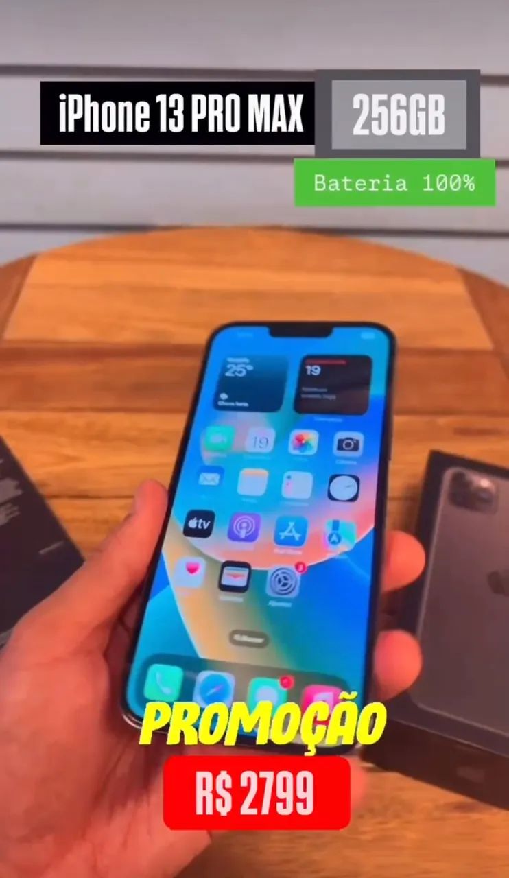 iPhone 13 Pro Max 256Gb bateria 100% - Celulares e Smartphones