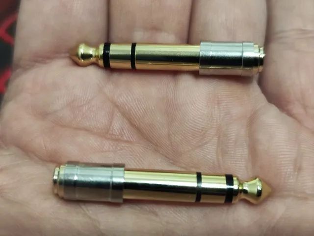 Adaptador P2 P10 PREMIUM - Cobre banhado a Ouro e Fibra de Carbono - Retorno palco Fone KZ - Foto 3