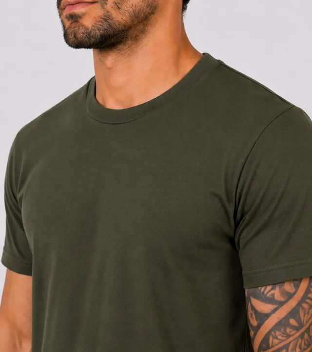 Camiseta Algodão Penteado Verde Musgo - Foto 2