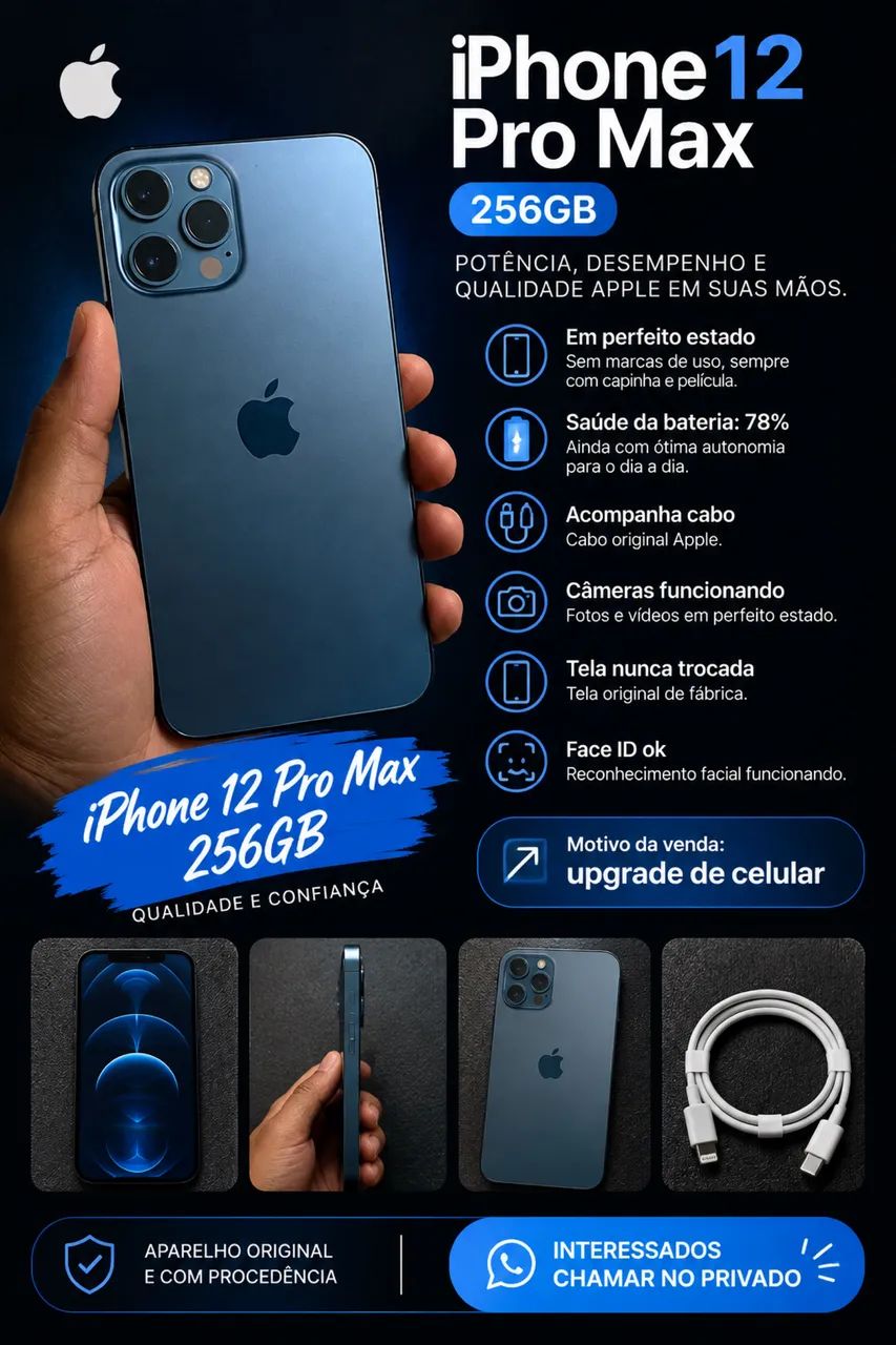 IPHONE 12 PRO MAX 256gb - Celulares e Smartphones - Vila Lutécia