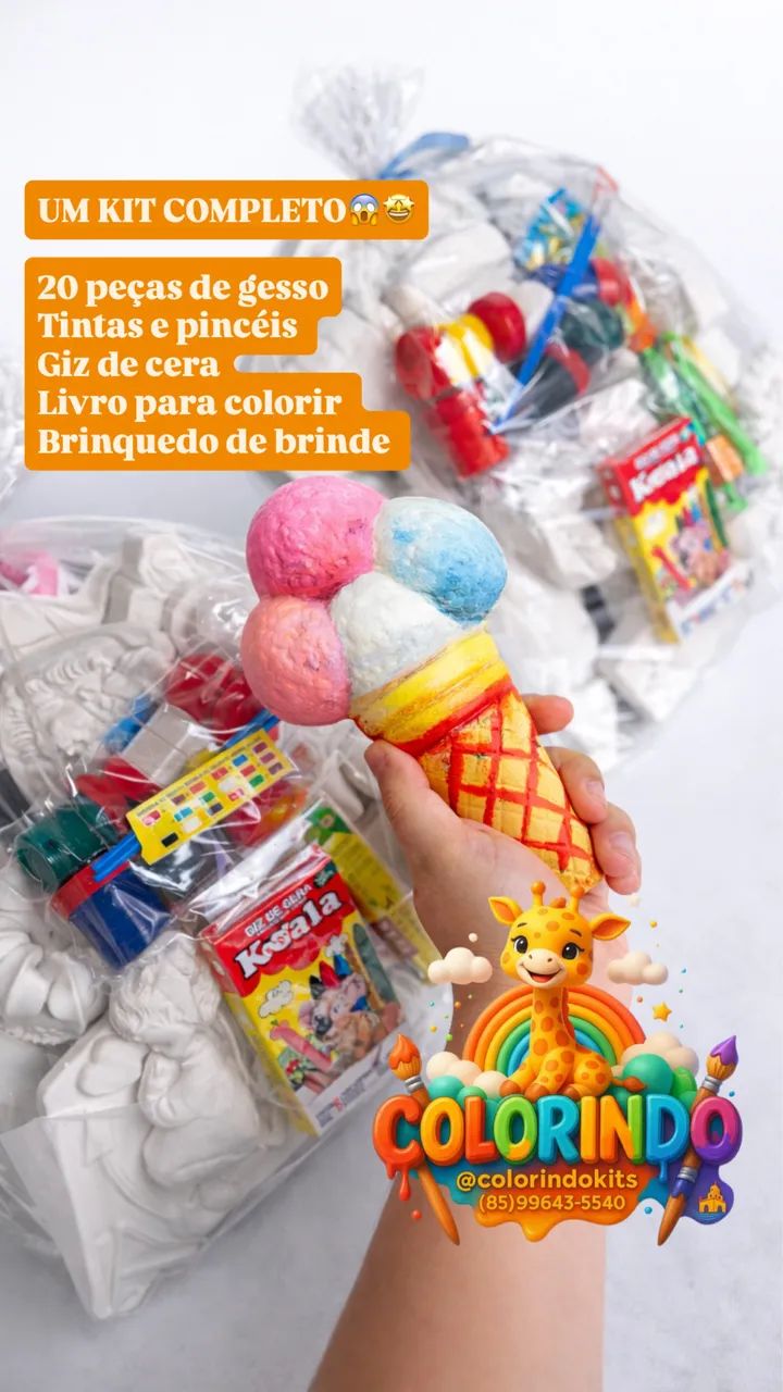 Kit de pintura em gesso para colorir pintar  - Foto 5