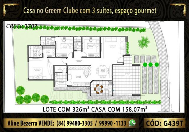 Excelente casa no Green Clube 3 com 3 quartos, lote com 326m² venha conhecer - Foto 3