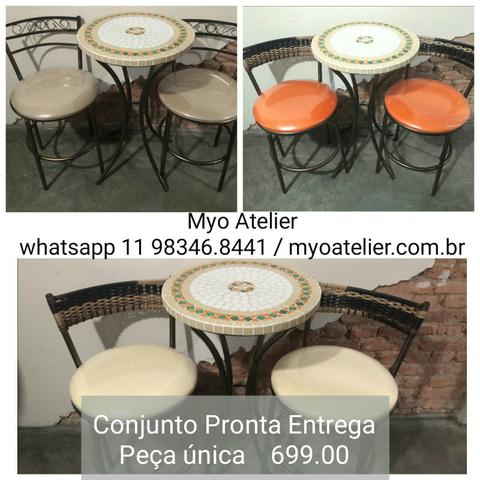 Conjunto mesa mosaico, moveis varanda, moveis sacada, varanda gourmet - Foto 2
