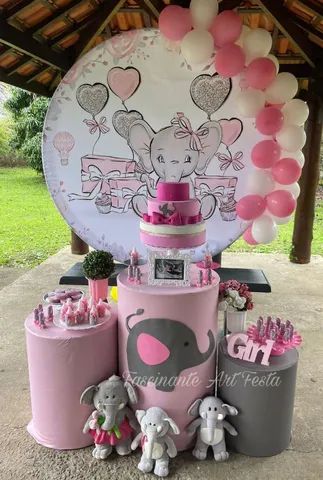 Decoração para festa CHÁ DE BEBÊ OU 1 ANO MENINA 