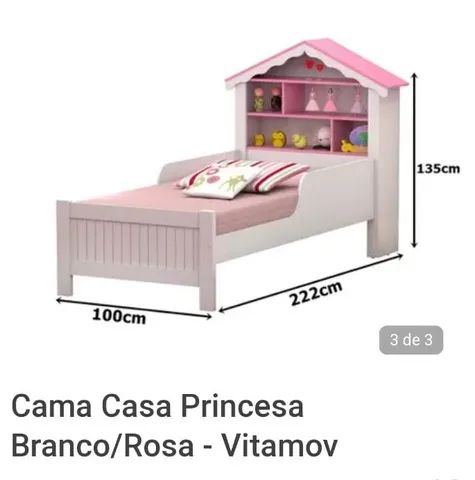 Cama Infantil Mini Branca Menina Adesivada Barbie Pink - JLB