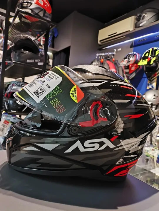 CAP ASX ARROW BRILHO PRETO GRAFITE VERMELHO