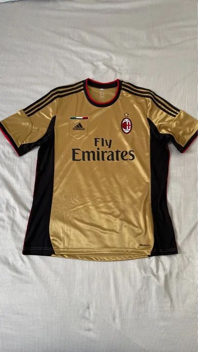 Camisa de Futebol AC Milan - 2013-2014- Dourada - Tamanho G