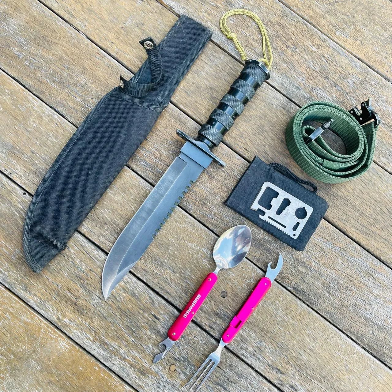 Faca do Rambo + Cinto Militar + Kit Multiuso Guepardo - Foto 6