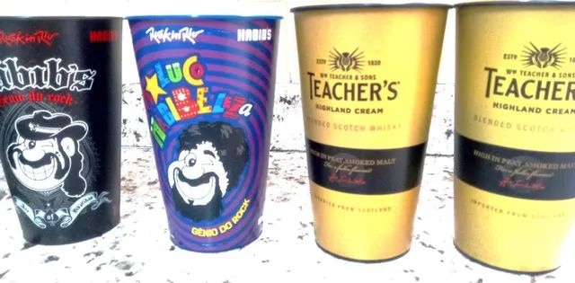 10 Copos Antiguidade:Trapalhões-1988,02Habib's Rock?n Rio/Gênios Rock,02 promo Whisky Teac - Foto 2