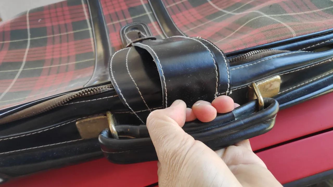 Mala anos 80 Vintage Clássica com Estampa Tartan - Foto 3