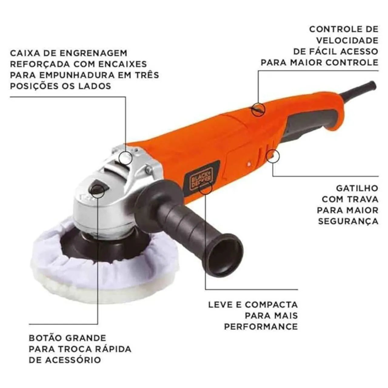 OFERTA Politriz 5 Polegadas Black Decker com maleta - Foto 2