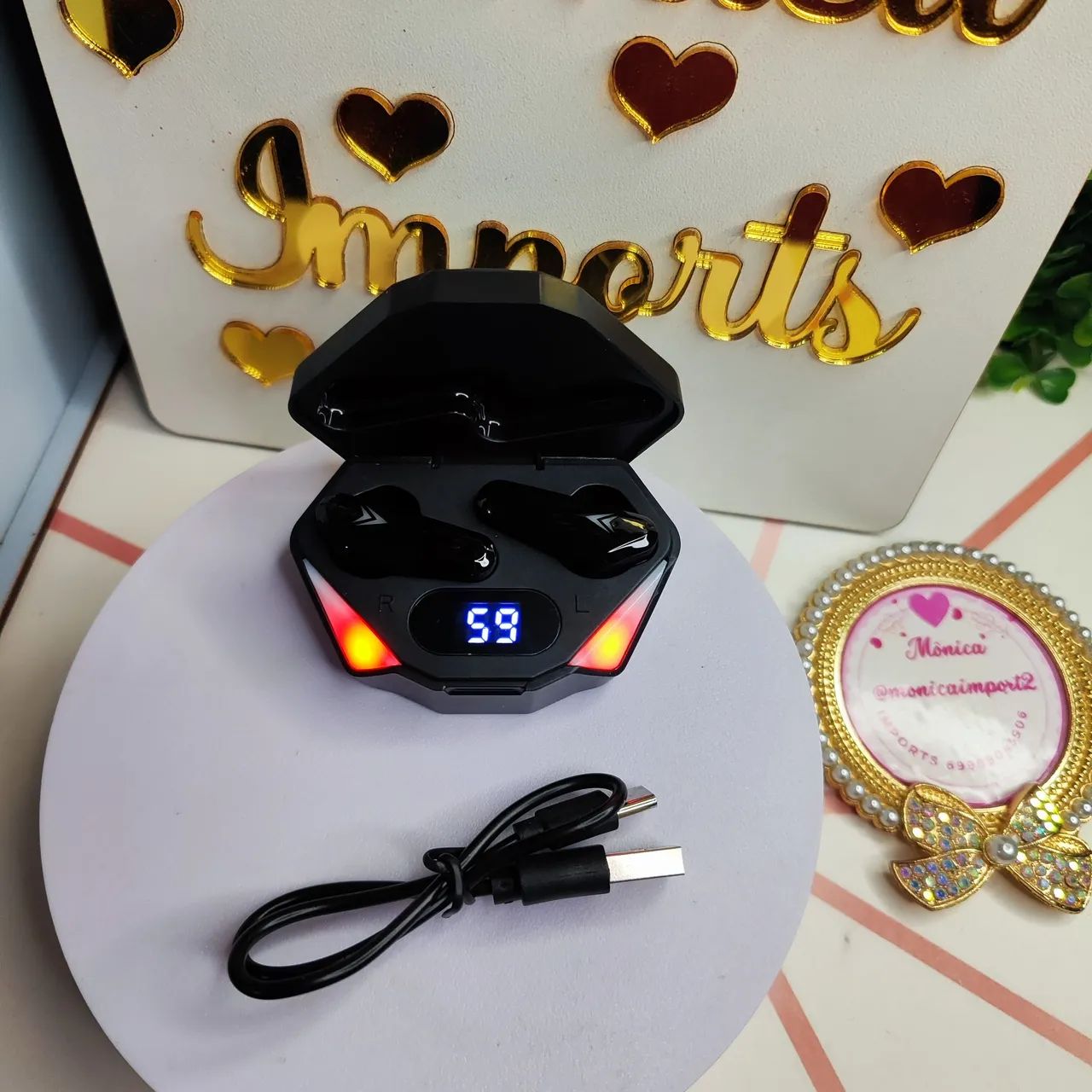 Fone de Ouvido Bluetooth com Caixa de Carregamento - Foto 4