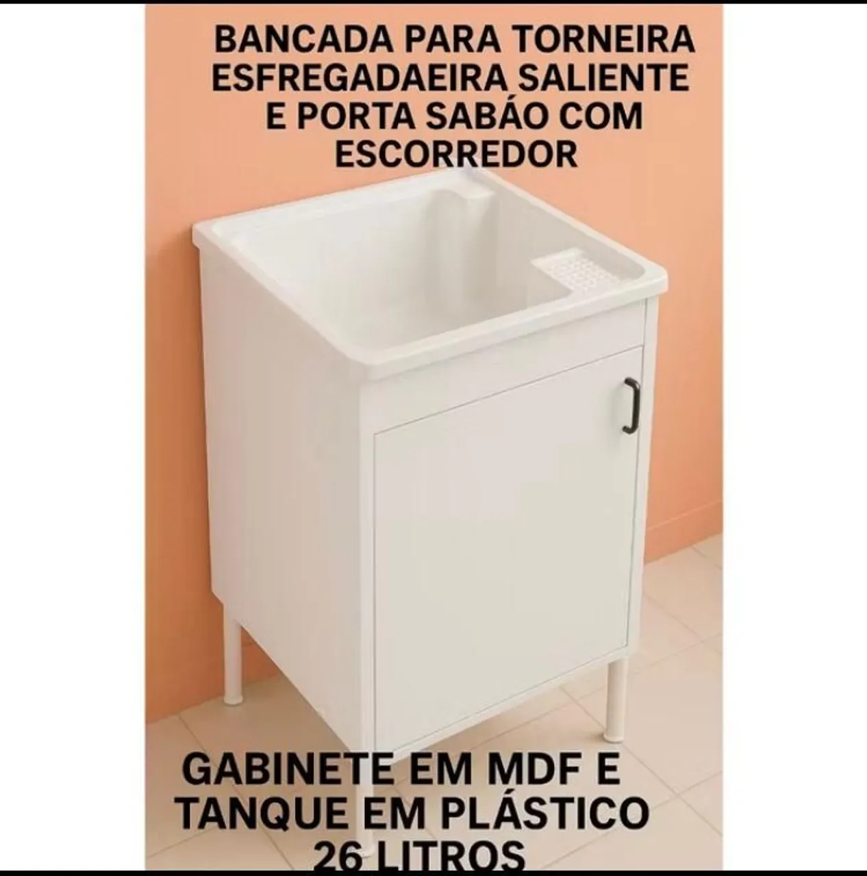 Tanque com Gabinete MDF e Cuba Plástico 26 Litros