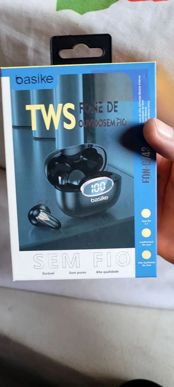 Fone de Ouvido Bluetooth Basike TWS Sem Fio Fon-6743
