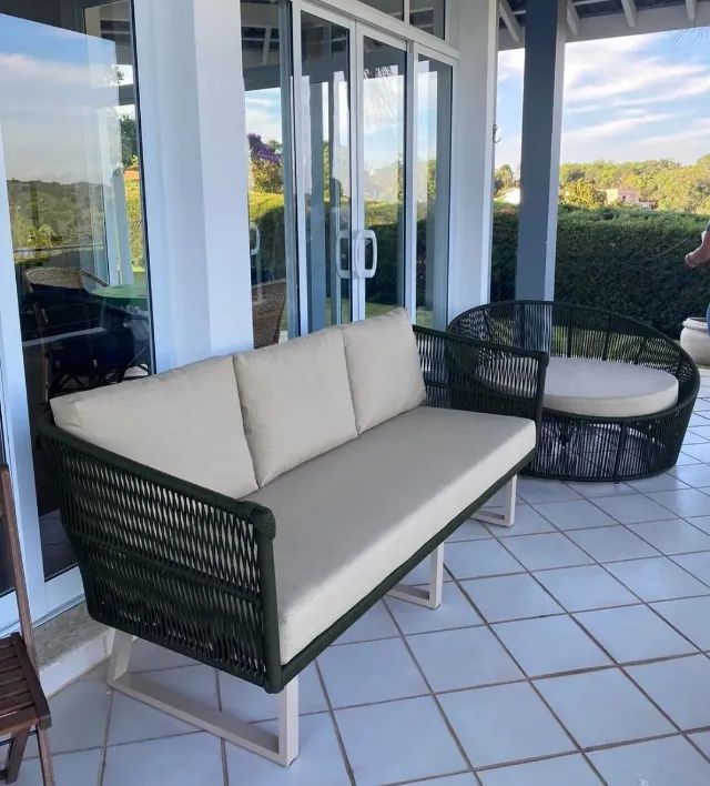 Conjunto sofá + Chaise em corda náutica