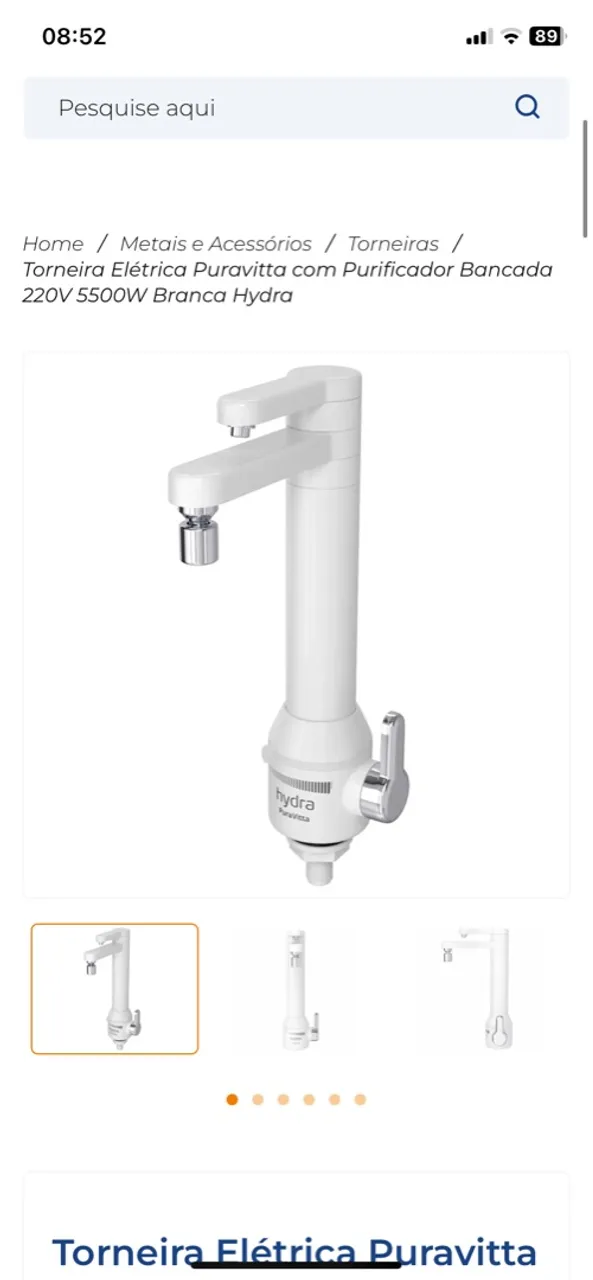 Torneira Elétrica Puravitta com Purificador Bancada 220V