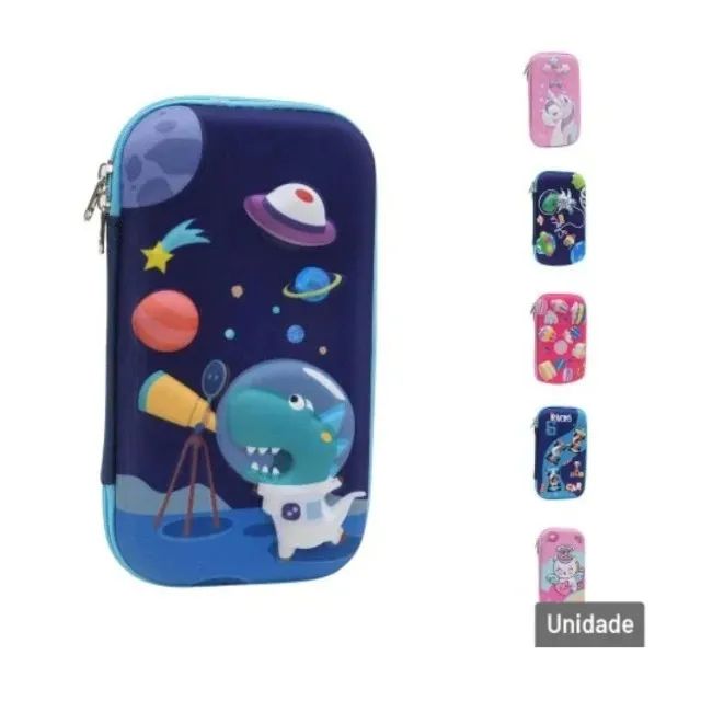Estojo Escolar Case 22,5cm 3D Astronauta Unicornio - Foto 6