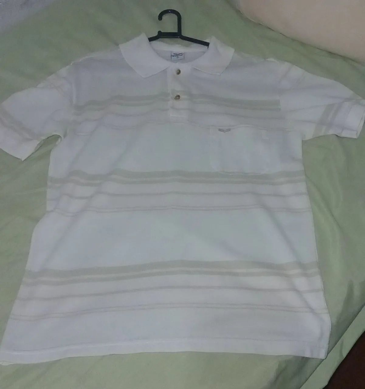Camisa Polo Listrada Branca - Foto 3