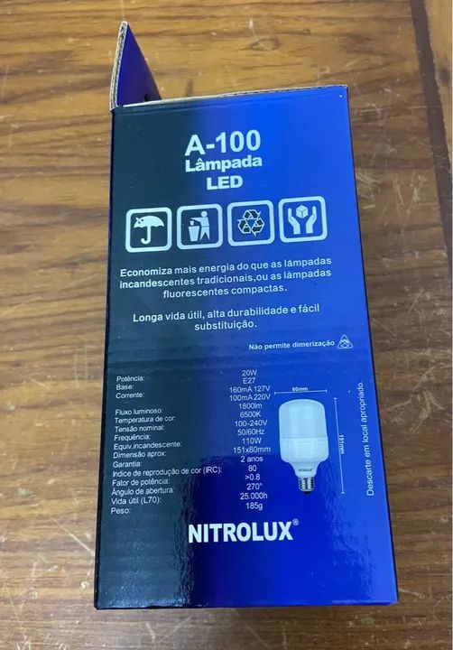 Kit 10 Lâmpadas LED 20W 6500K Bivolt - Nitrolux - Pacote com 6 - Foto 4