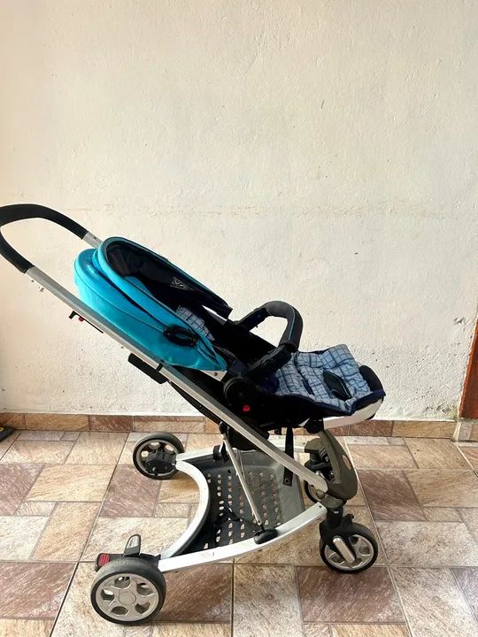 Carrinho de Bebê - dardara - Azul e Cinza - Foto 4